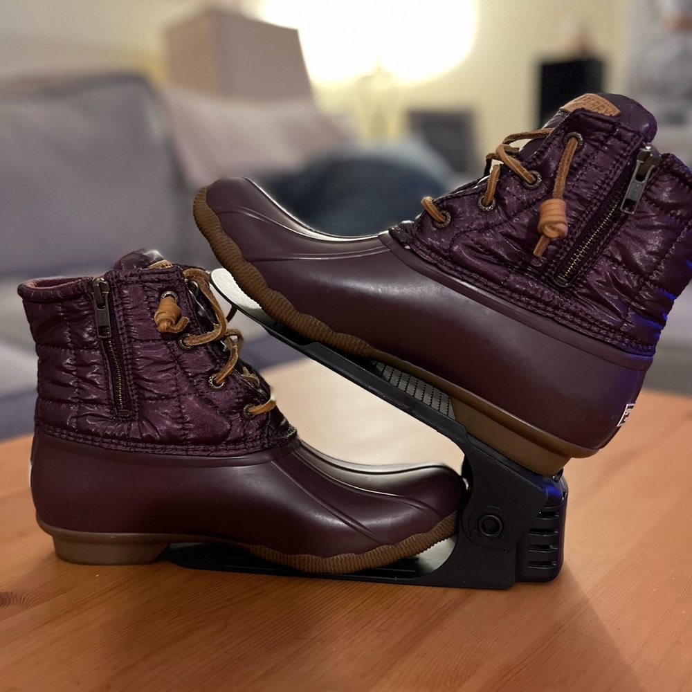Sperry,  duck boots, rain boots, purple